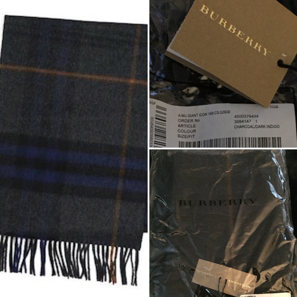 (NWT) Burberry Giant Check Cashmere Scarf